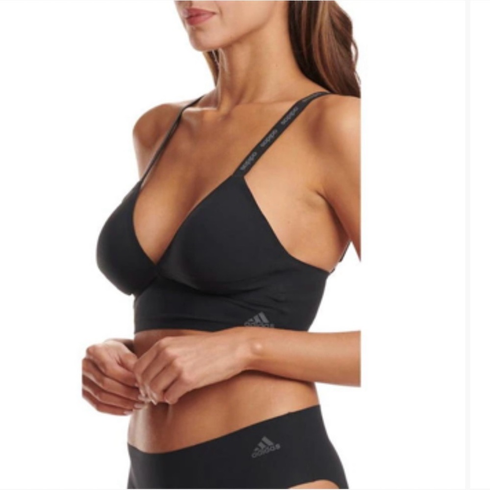 Adidas SET of 2 Active Micro Flex Seamless Long Line Bralettes Peach Black XL - Picture 4 of 8